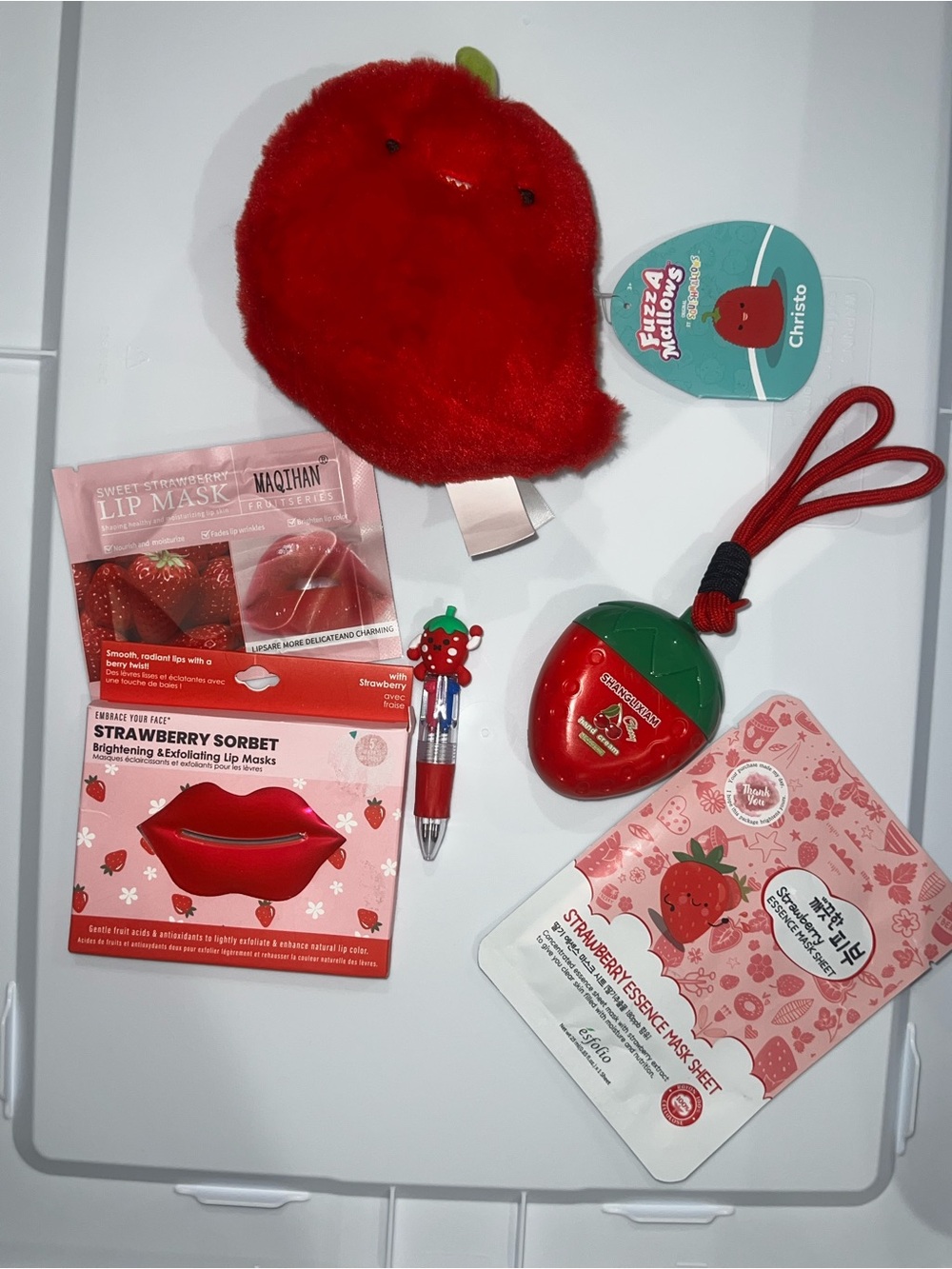 NWOT Strawberry Red Aesthetic Gift Bundle | Squishmallows Fuzzamallows Christo - Picture 3 of 4